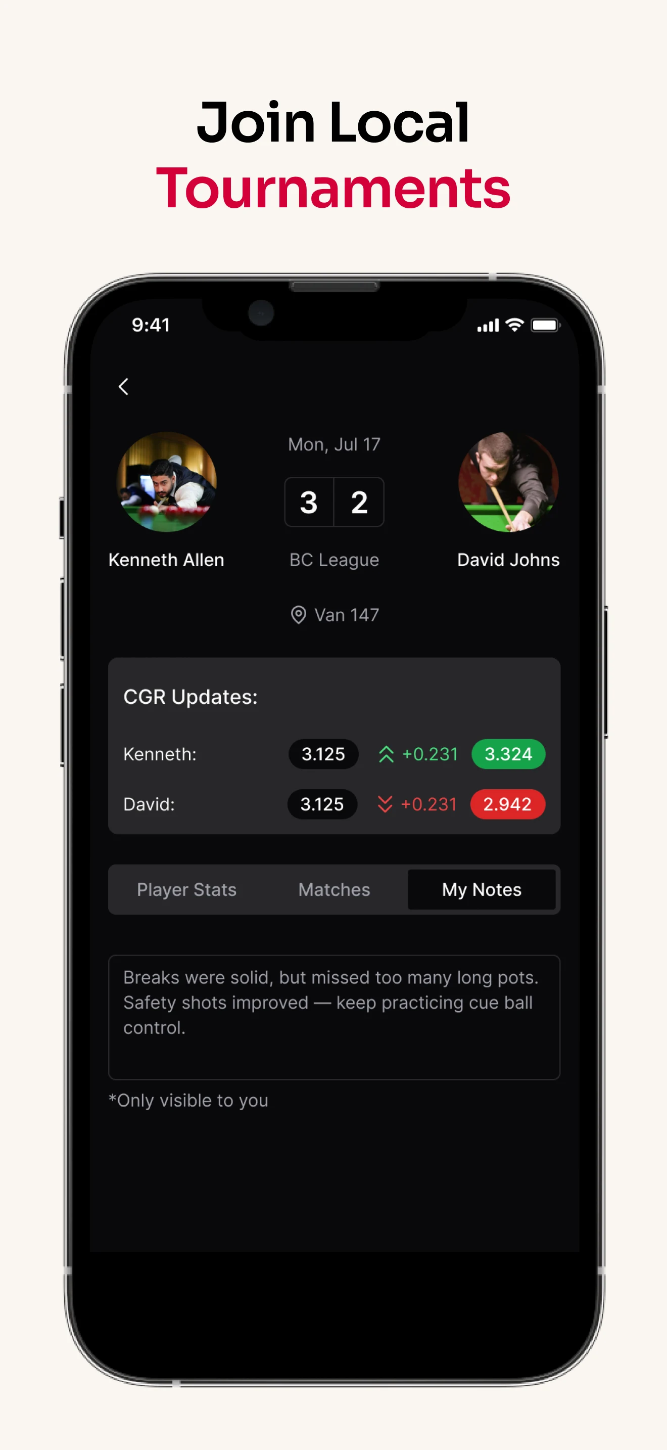 CuePal: Snooker, pool, Heyball screenshot